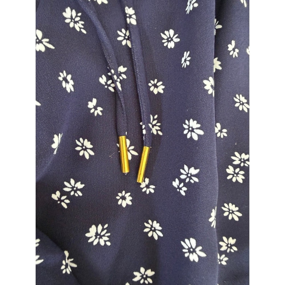 Michael Kors Navy Blue Floral Daisy Drawstring Shorts Side Zip Pocket Size 2 - Picture 3 of 9